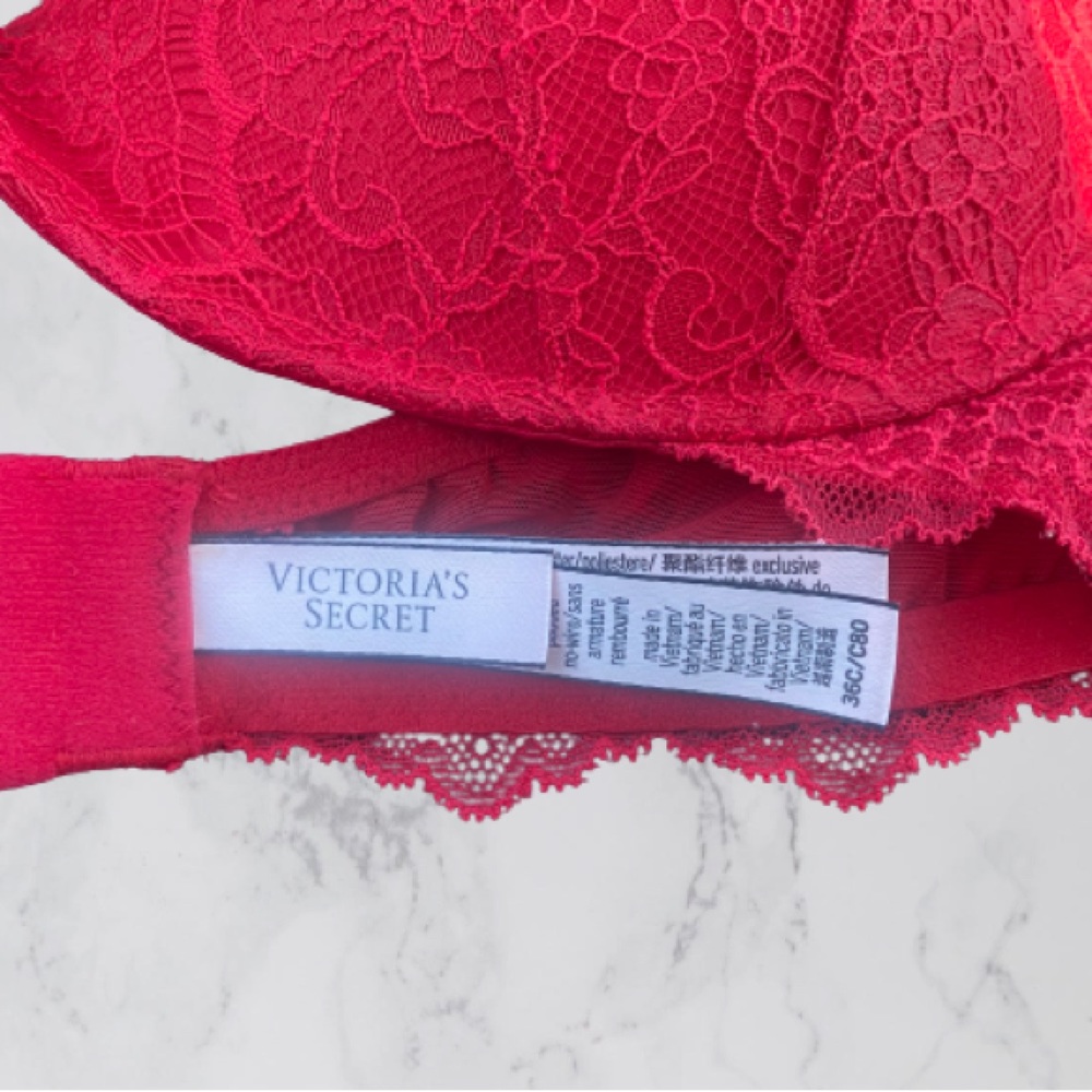 NwT Victoria secret red lace dream angels bra and thong - Picture 6 of 9